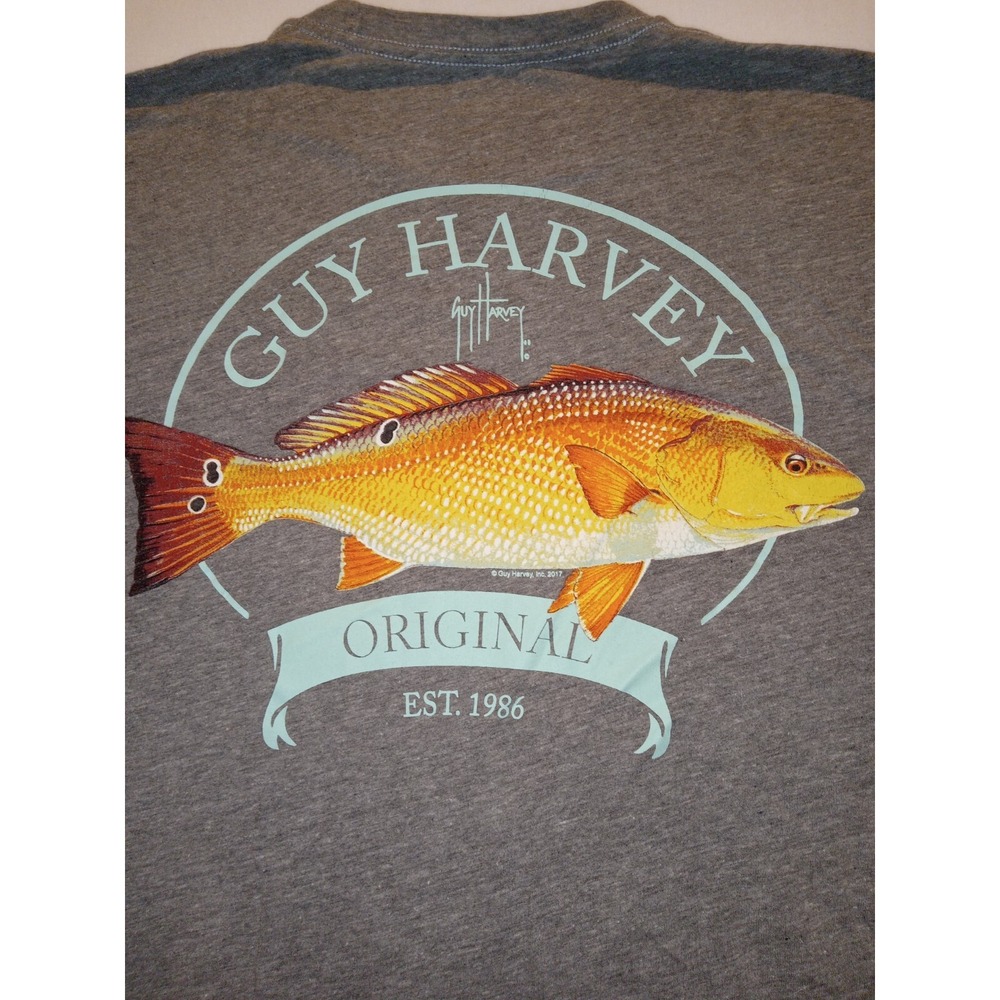Guy Harvey Original T-Shirt Men's M Gray w/ Yellow Fish Graphic